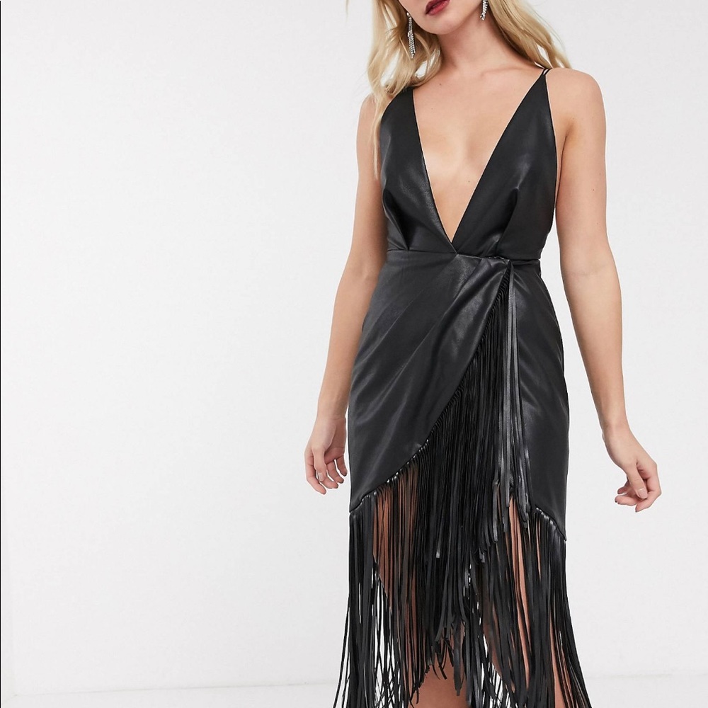 ASOS Leather fringe hem dress! Never worn, NWT